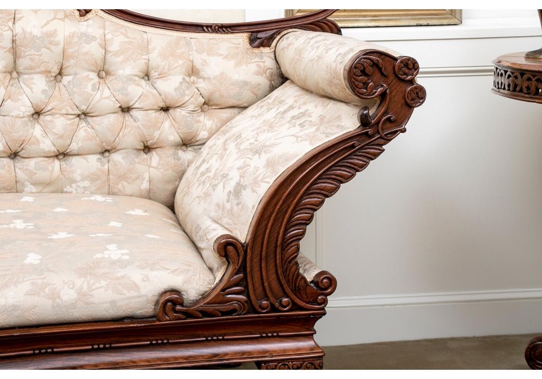 Fine 19th C. Anglo-Indian Carved Rosewood Sofa/ Daybed In Good Condition For Sale In Bridgeport, CT