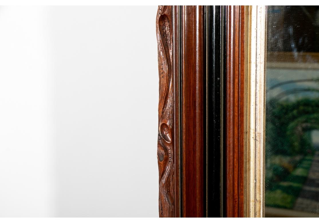Fine 19th C. Carved Mahogany Mirror In Fair Condition For Sale In Bridgeport, CT
