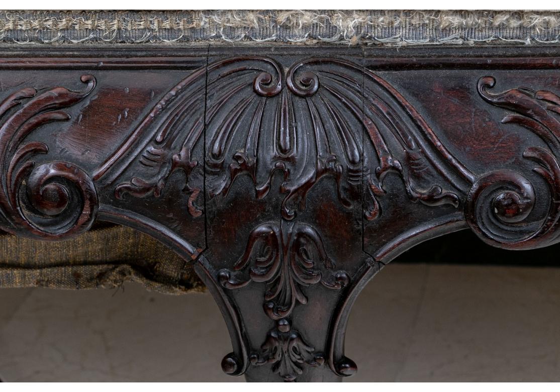 Fine 19th Century Carved Velvet Upholstered Sofa for Restoration For Sale 7