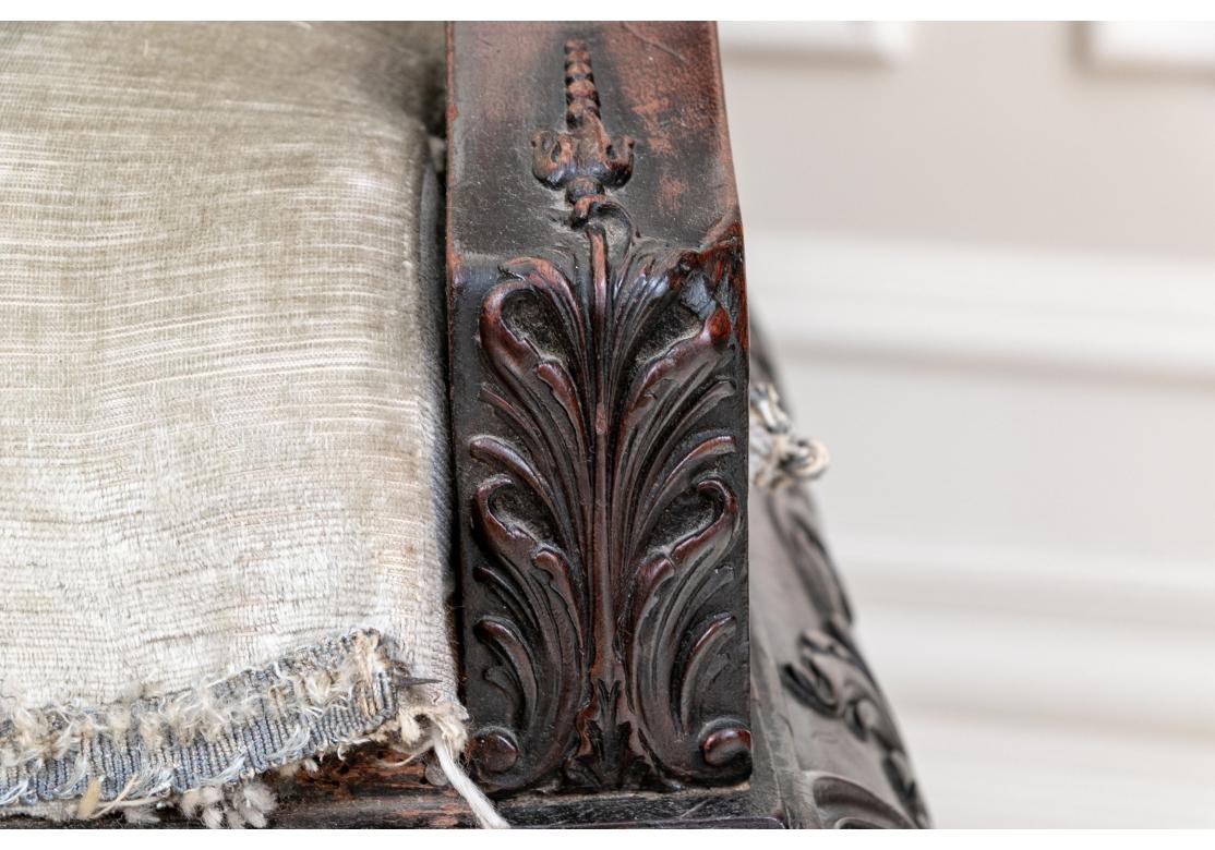 Fine 19th Century Carved Velvet Upholstered Sofa for Restoration For Sale 8