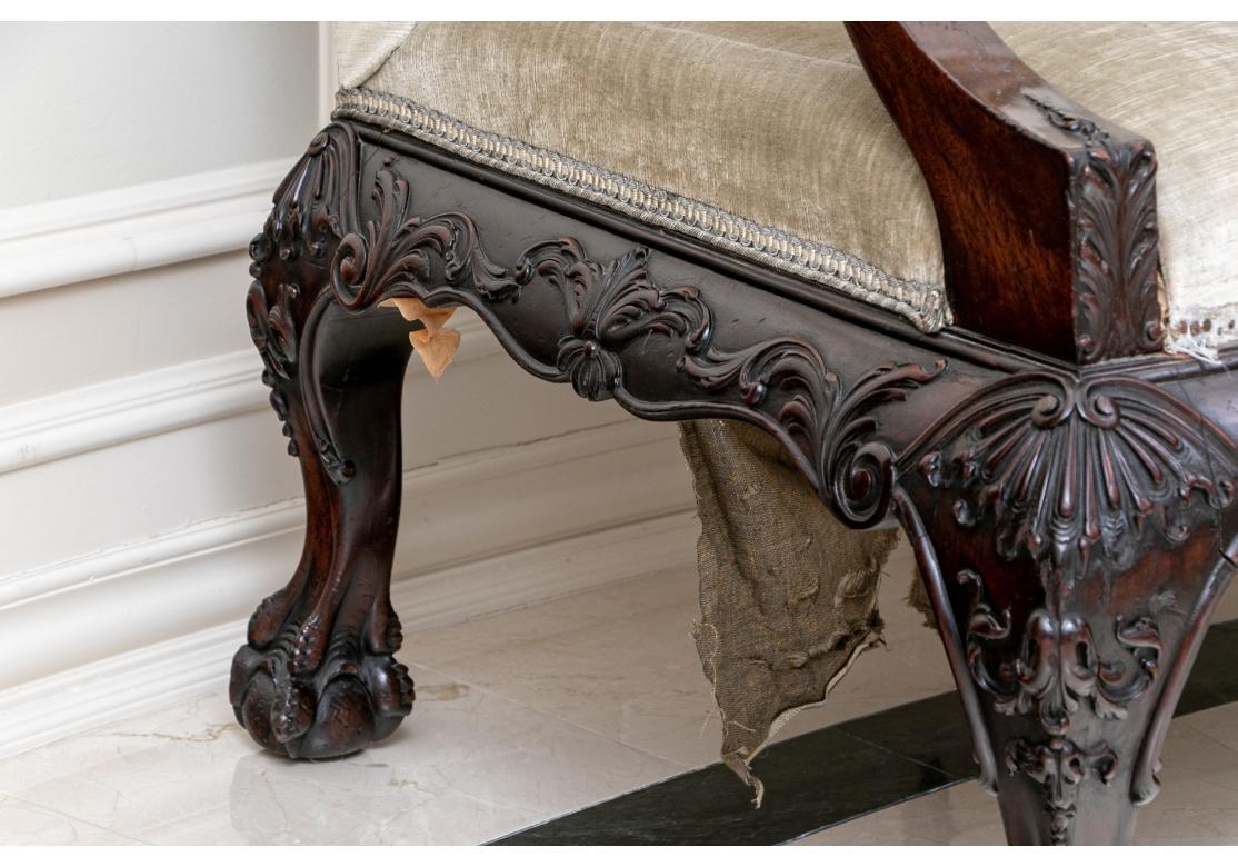 Fine 19th Century Carved Velvet Upholstered Sofa for Restoration For Sale 9