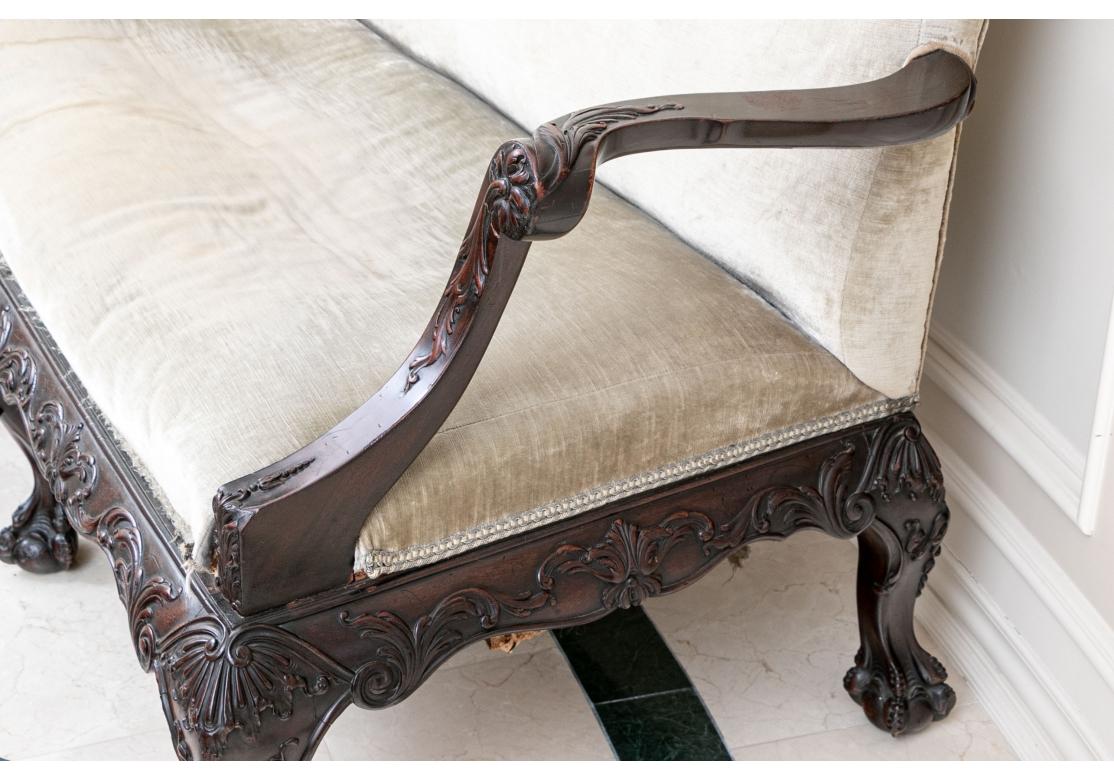 Fine 19th Century Carved Velvet Upholstered Sofa for Restoration For Sale 11