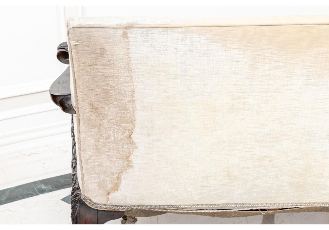 Fine 19th Century Carved Velvet Upholstered Sofa for Restoration For Sale 12