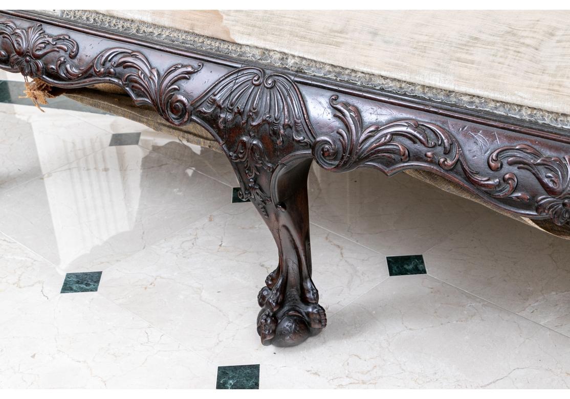 Fine 19th Century Carved Velvet Upholstered Sofa for Restoration For Sale 14