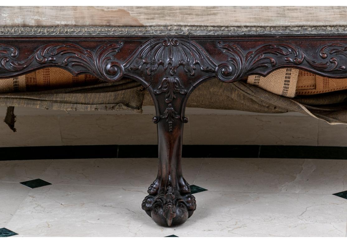 Fine 19th Century Carved Velvet Upholstered Sofa for Restoration For Sale 15