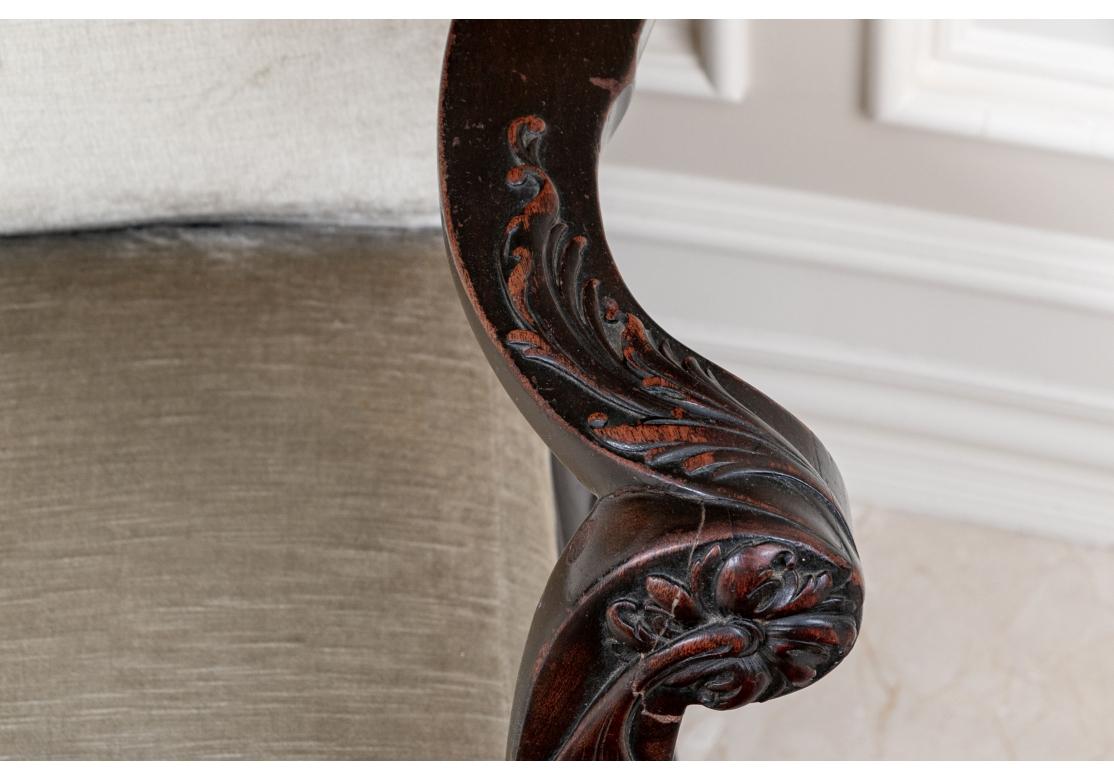 Fabric Fine 19th Century Carved Velvet Upholstered Sofa for Restoration For Sale