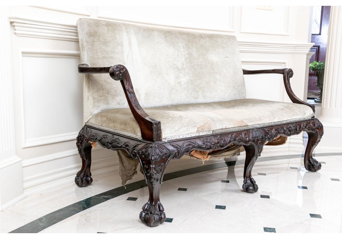 Fine 19th Century Carved Velvet Upholstered Sofa for Restoration For Sale 2