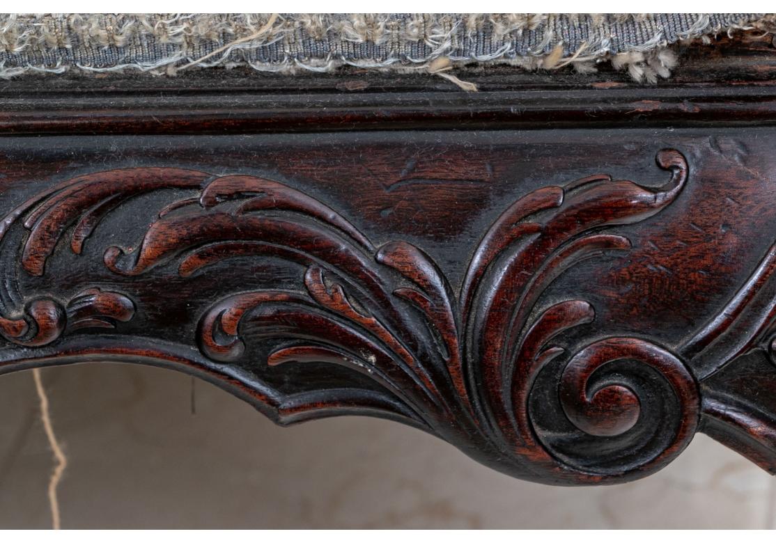 Fine 19th Century Carved Velvet Upholstered Sofa for Restoration For Sale 4