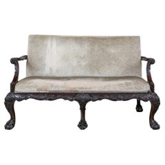 Fine 19th Century Carved Velvet Upholstered Sofa for Restoration