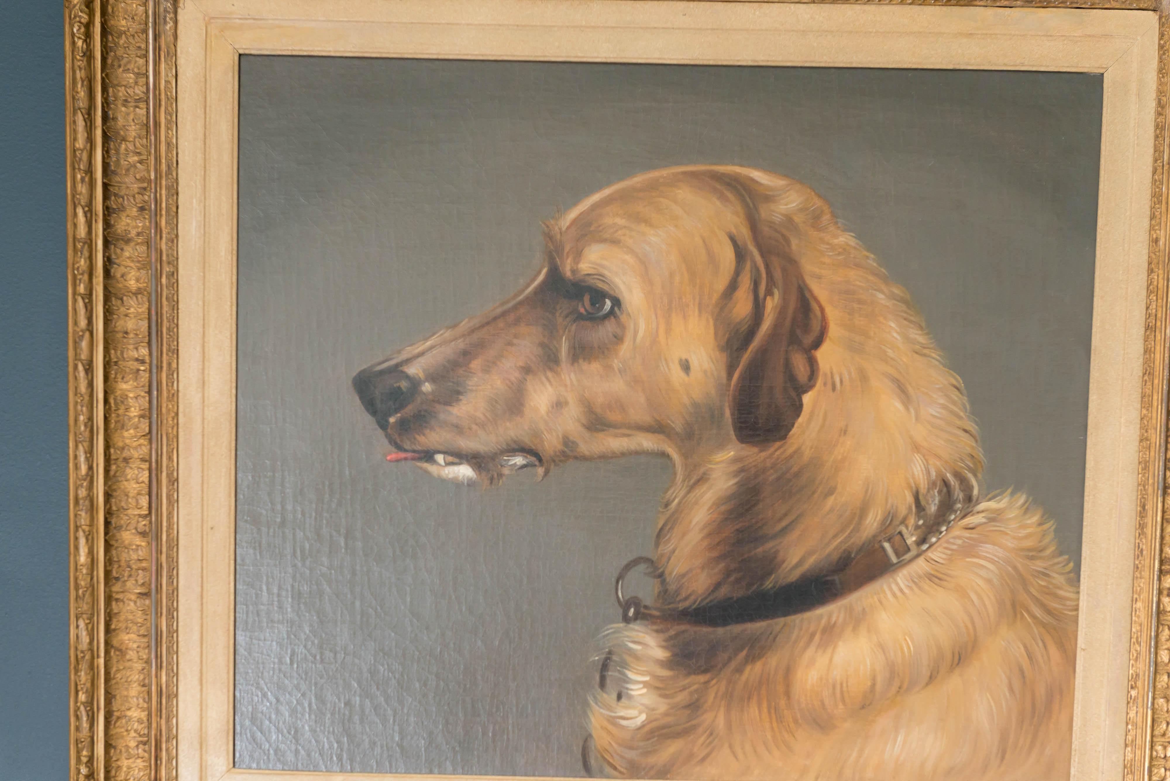 Painted Fine 19th Century English Oil on Canvas Portrait of a Dog, after Edwin Landseer For Sale