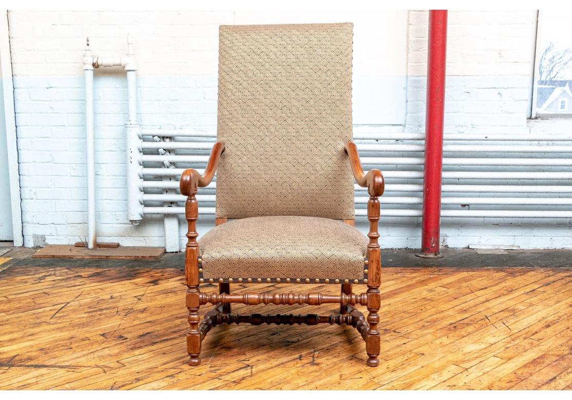 Fine 19th Century English Walnut Tall Back Hall Chair For Sale 1