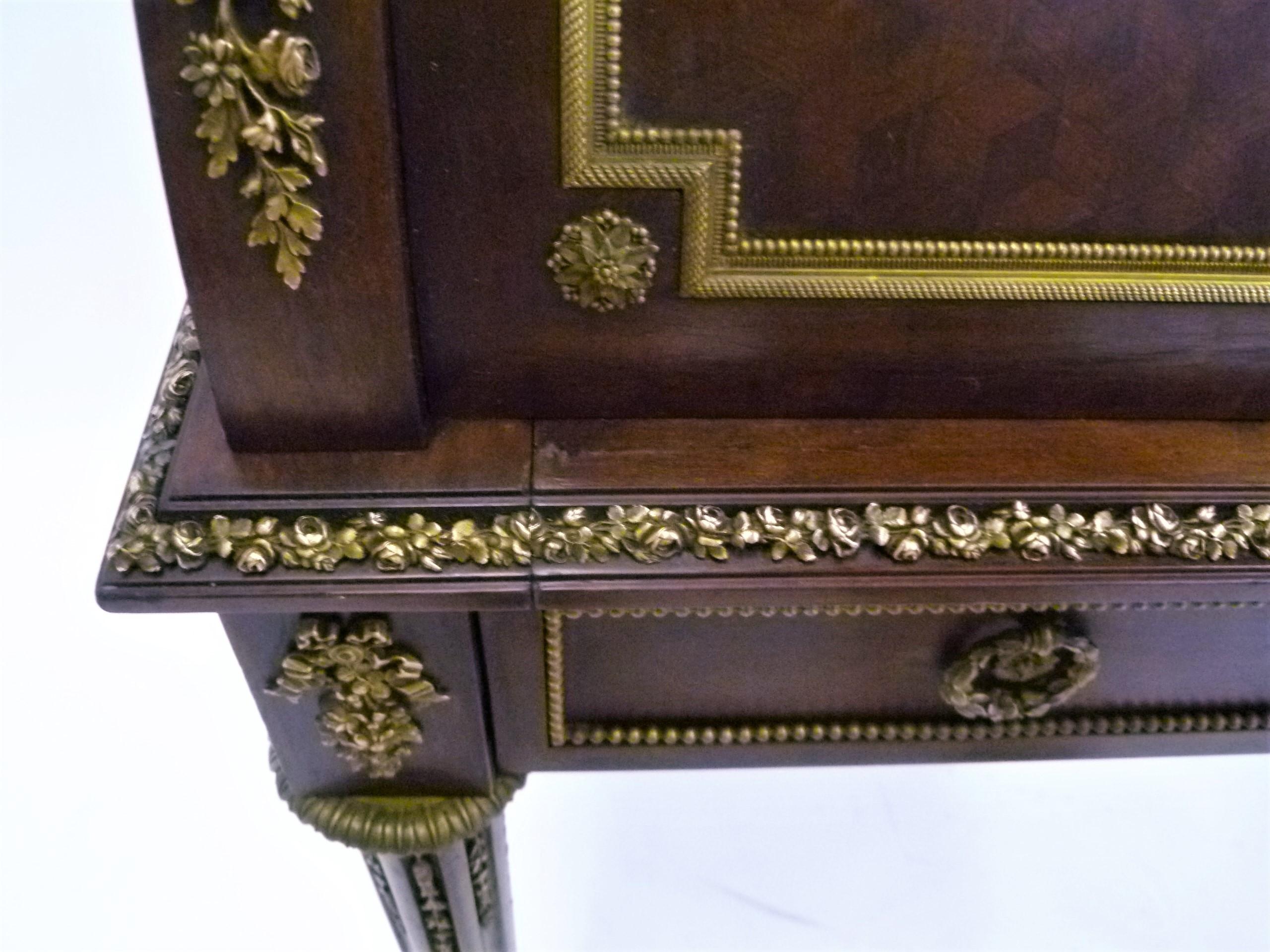 Fine 19th Century François Linke Bronze Mounted Bureau a Cylindre Roll Top Desk For Sale 5