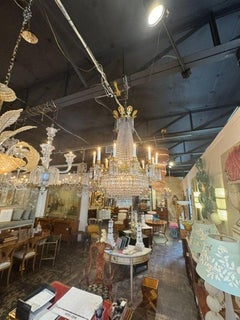 Fine 19th c. French Empire Bronze and Crystal Chandelier