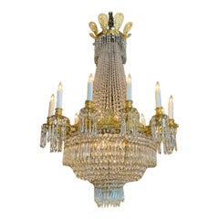 Fine 19th c. French Empire Bronze and Crystal Chandelier