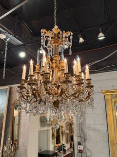 Fine 19th c. French Gilt Bronze and Crystal Chandelier