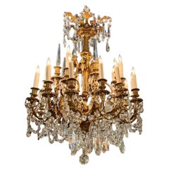 Fine 19th c. French Gilt Bronze and Crystal Chandelier