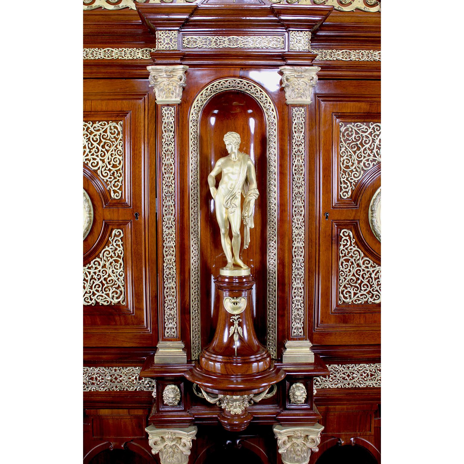 Carved Fine 19th C. French Gilt-Bronze Mounted Cabinet by Edouard Lievre & Paul Sormani For Sale
