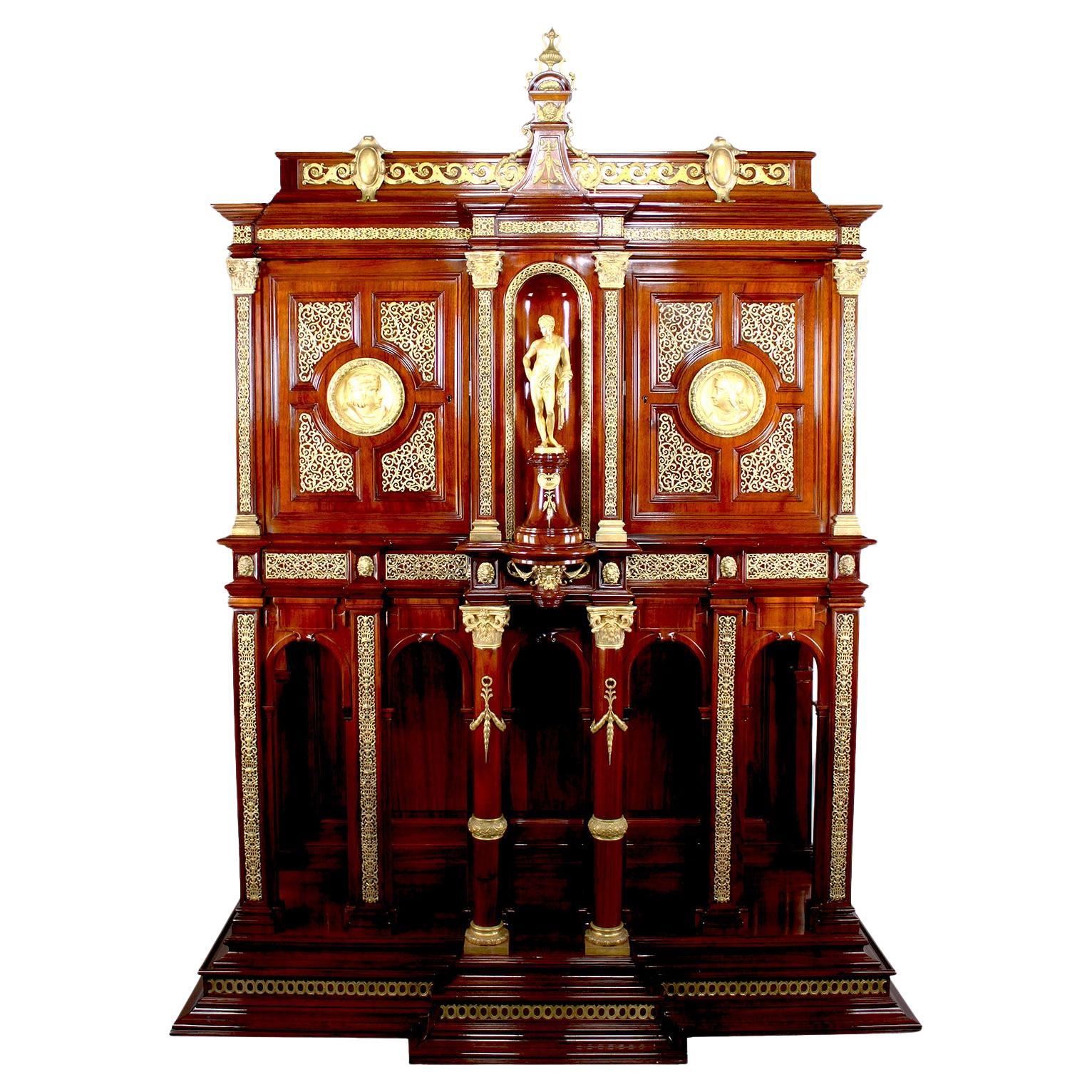 Fine armoire française du 19ème siècle montée en bronze doré par Edouard Lievre & Paul Sormani