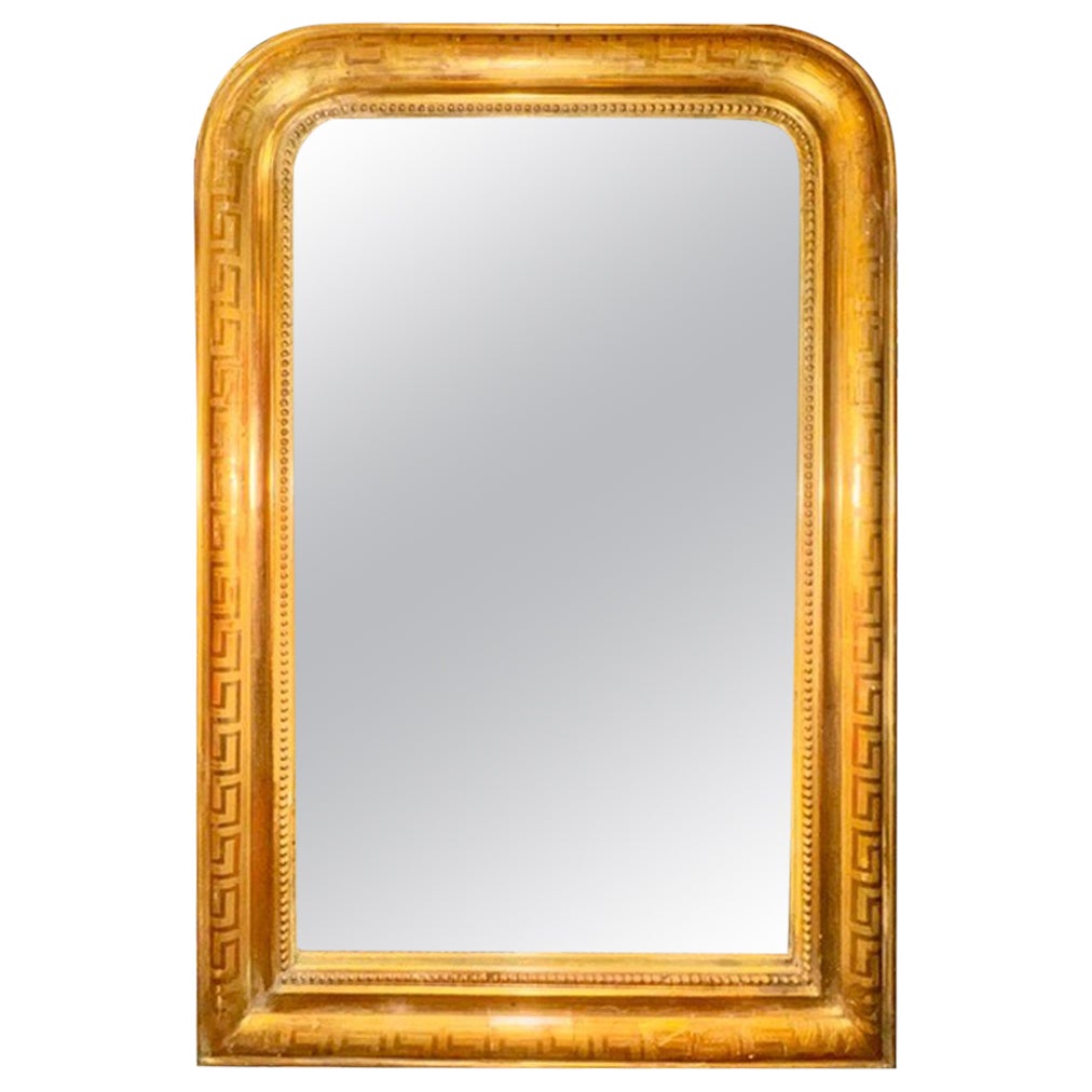 Fine 19th c. French Louis Philippe Mirror with Greek Key Frame For Sale