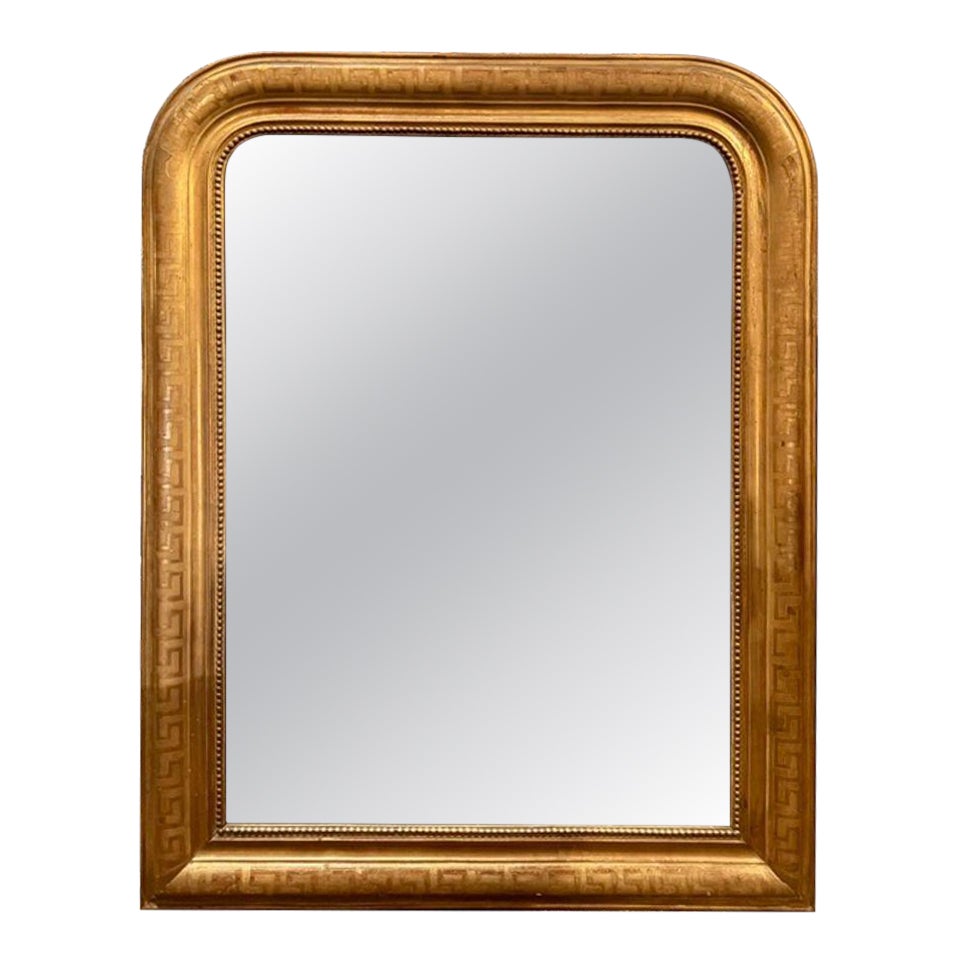 Fine 19th c. French Louis Philippe Mirror with Greek Key Frame For Sale