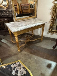 Fine 19th c. French Louis XVI Giltwood Center Table