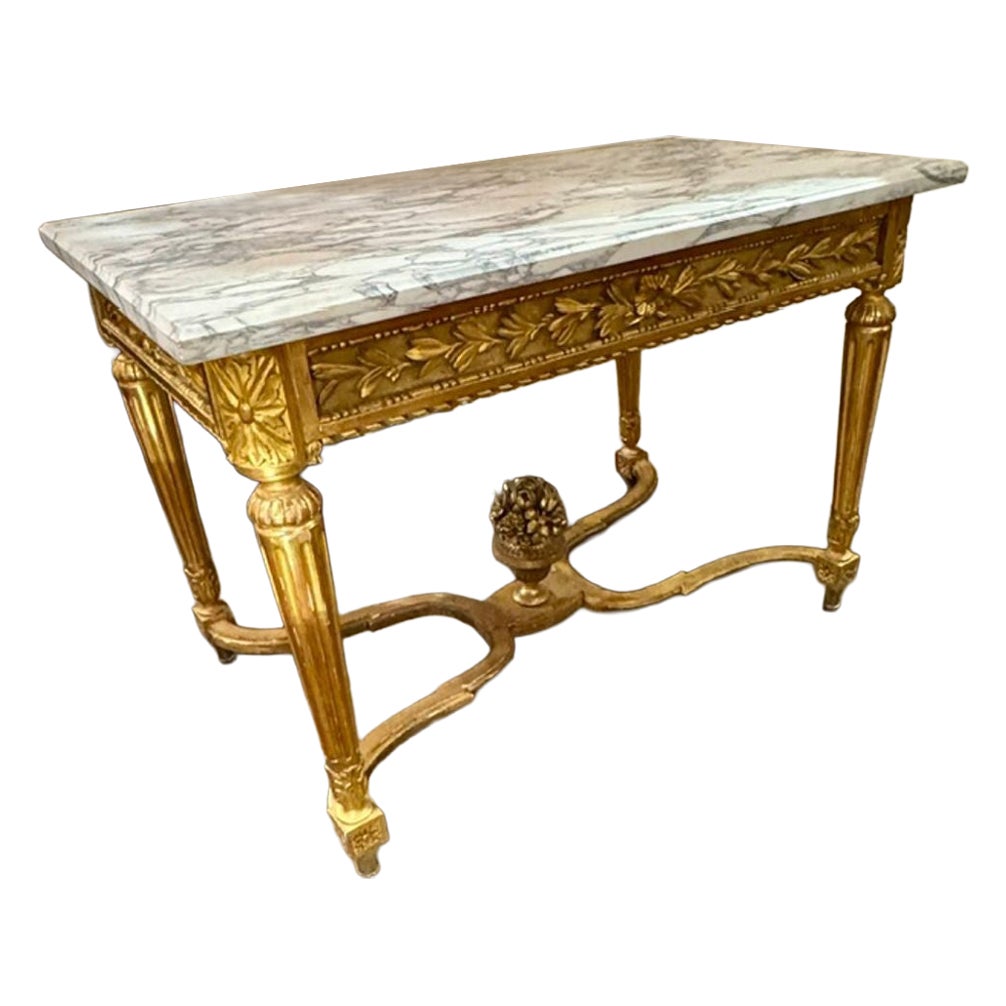 Fine 19th c. French Louis XVI Giltwood Center Table