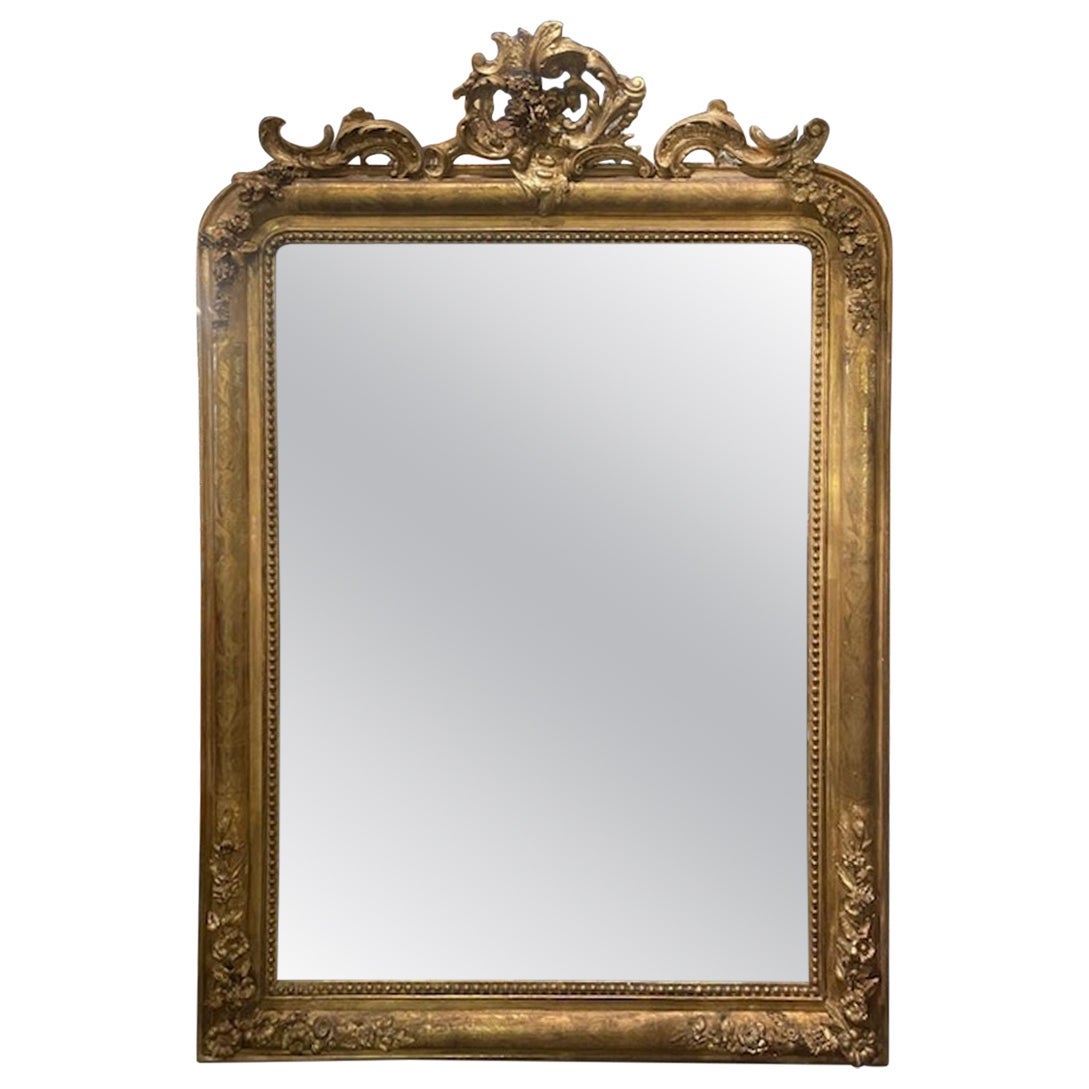 Fine 19th c. Louis Philippe Carved and Giltwood Mirror