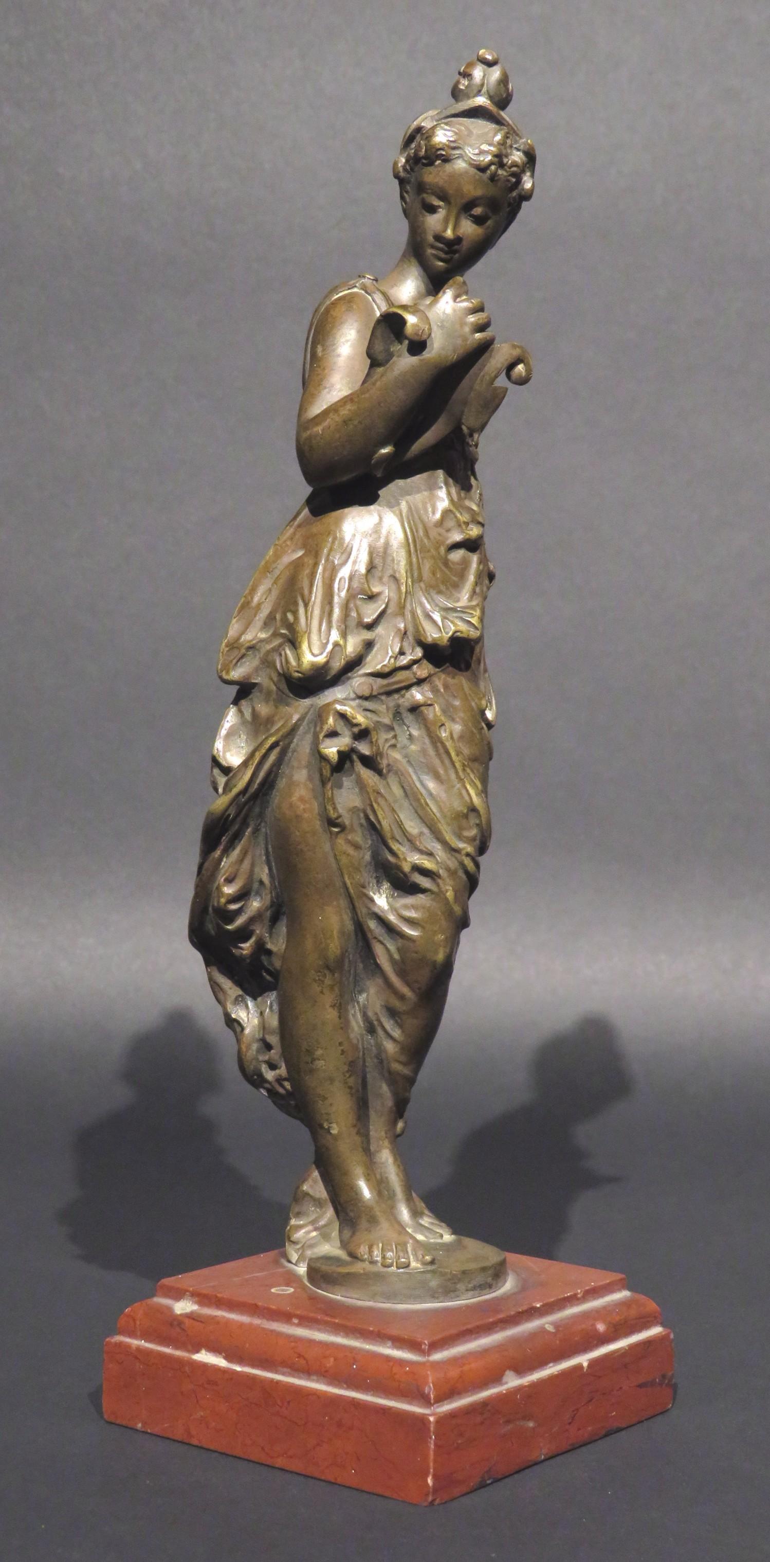 Cast Grand Tour Style Allegorical Bronze of Thalia, Greek Goddess of Comedy & Poetry For Sale