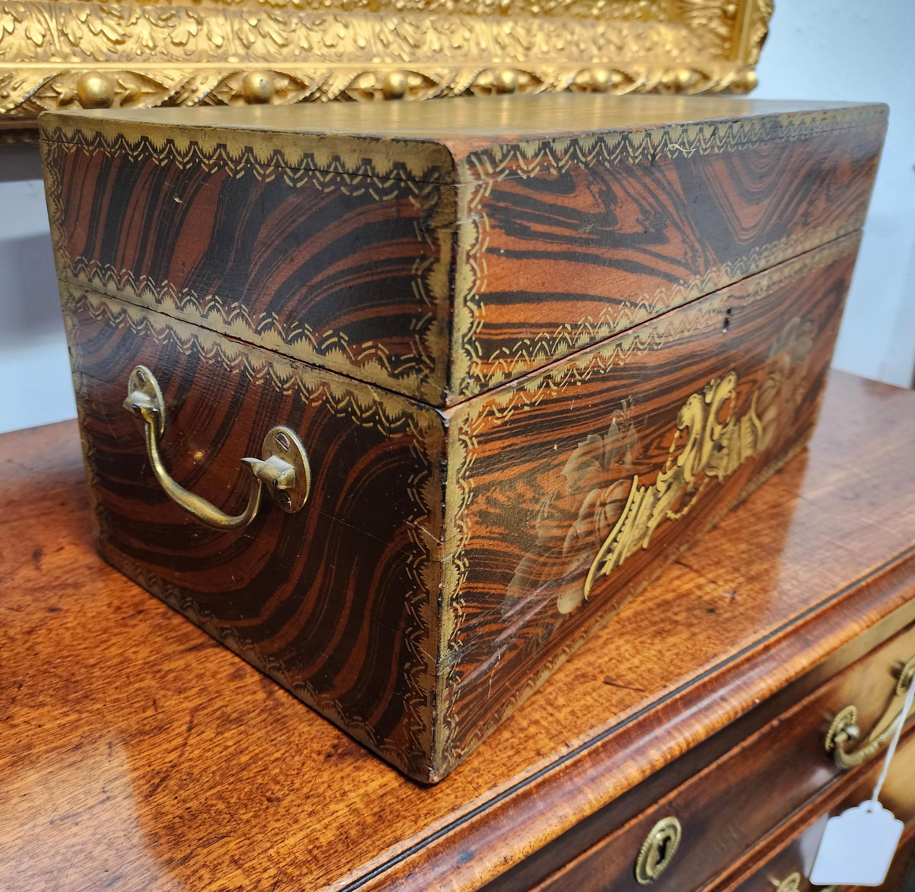 Federal Grain Painted and Stenciled Document Box 19th Century American  For Sale 5