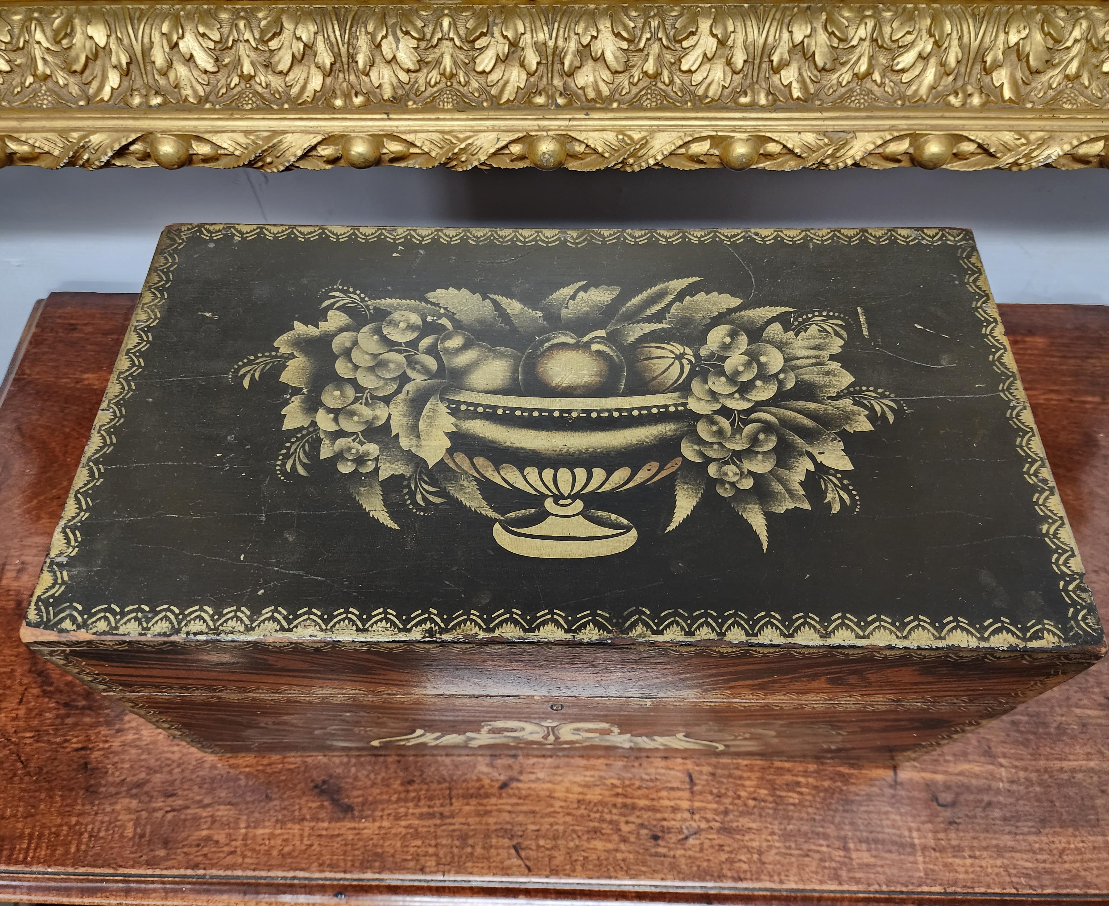 Hand-Crafted Federal Grain Painted and Stenciled Document Box 19th Century American  For Sale