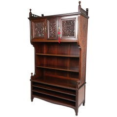 Fine 19th Century Arts & Crafts Carved Walnut Open Bookcase