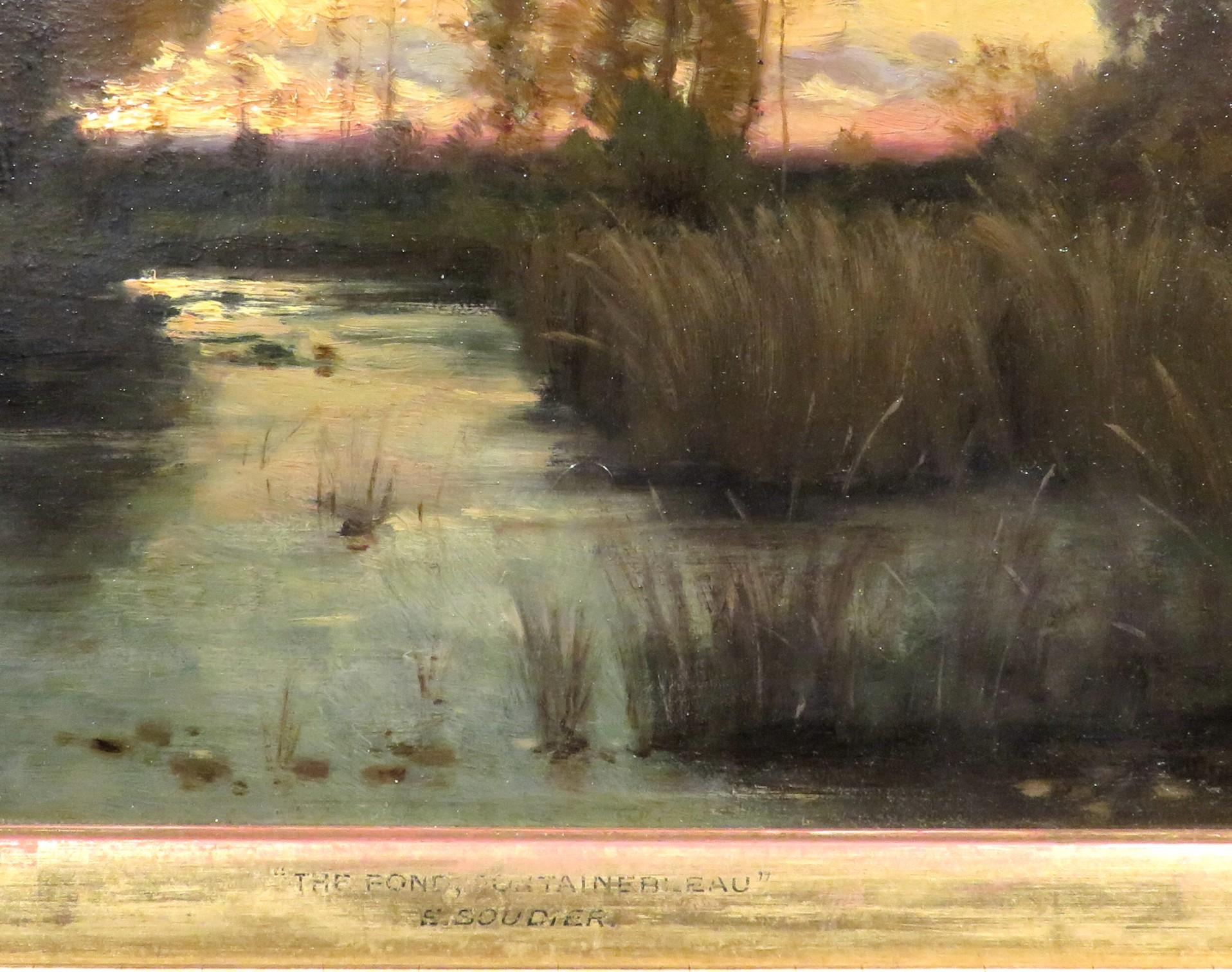French A Fine 19th Century Barbizon School Landscape, Titled 'The Pond, Fontainebleau'