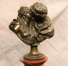 Fine 19th Century Bronze Bust Entitled “Le Baiser” by Jean- Antoine Houdon