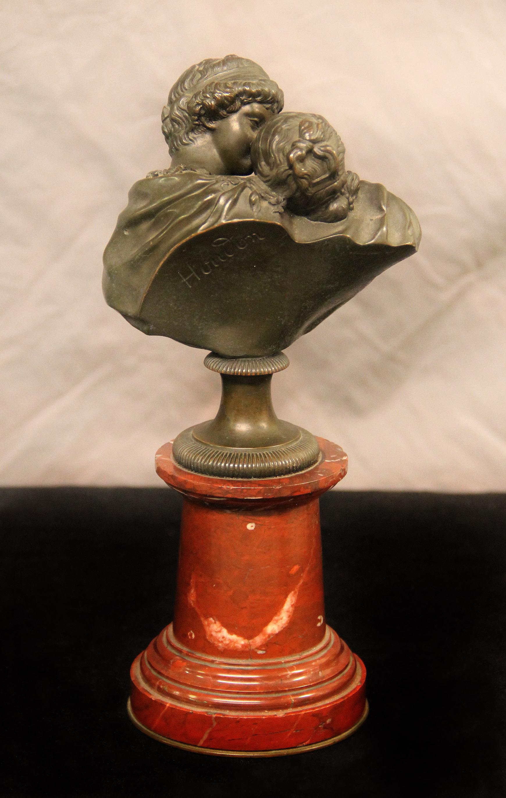 French Fine 19th Century Bronze Bust Entitled “Le Baiser” by Jean- Antoine Houdon