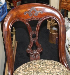 Fine 19th Century Carved Mahogany Upholstered Library Chair