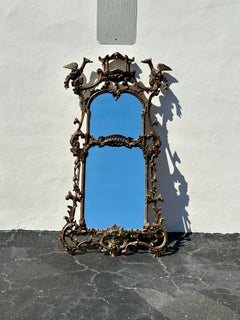 Fine 19th Century Gold Foil Wrapped Chippendale Style Gilt Wood Carved Mirror