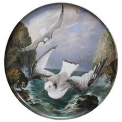Antique Fine 19th Century Creil Et Montereau Painted Seagull Charger
