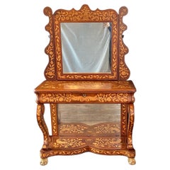 Antique Fine 19th Century Dutch Mahogany and Marquetry Inlaid Dressing Table