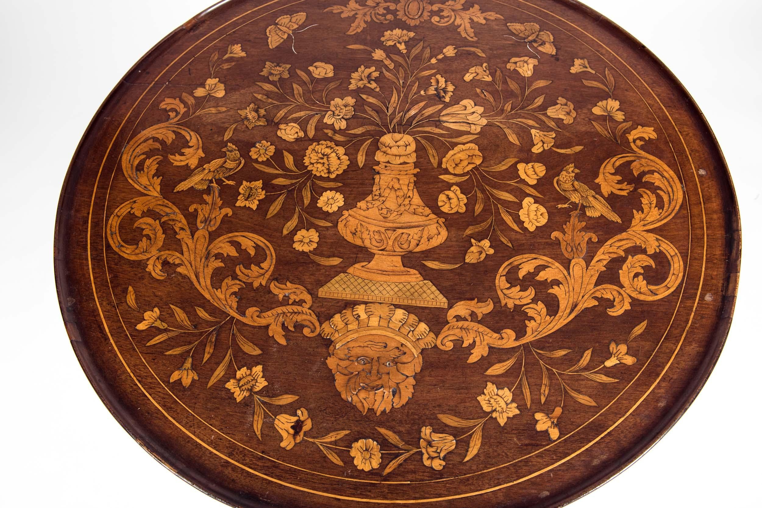 Early 19th Century Fine 19th Century Dutch Marquetry Tilt-Top Table 