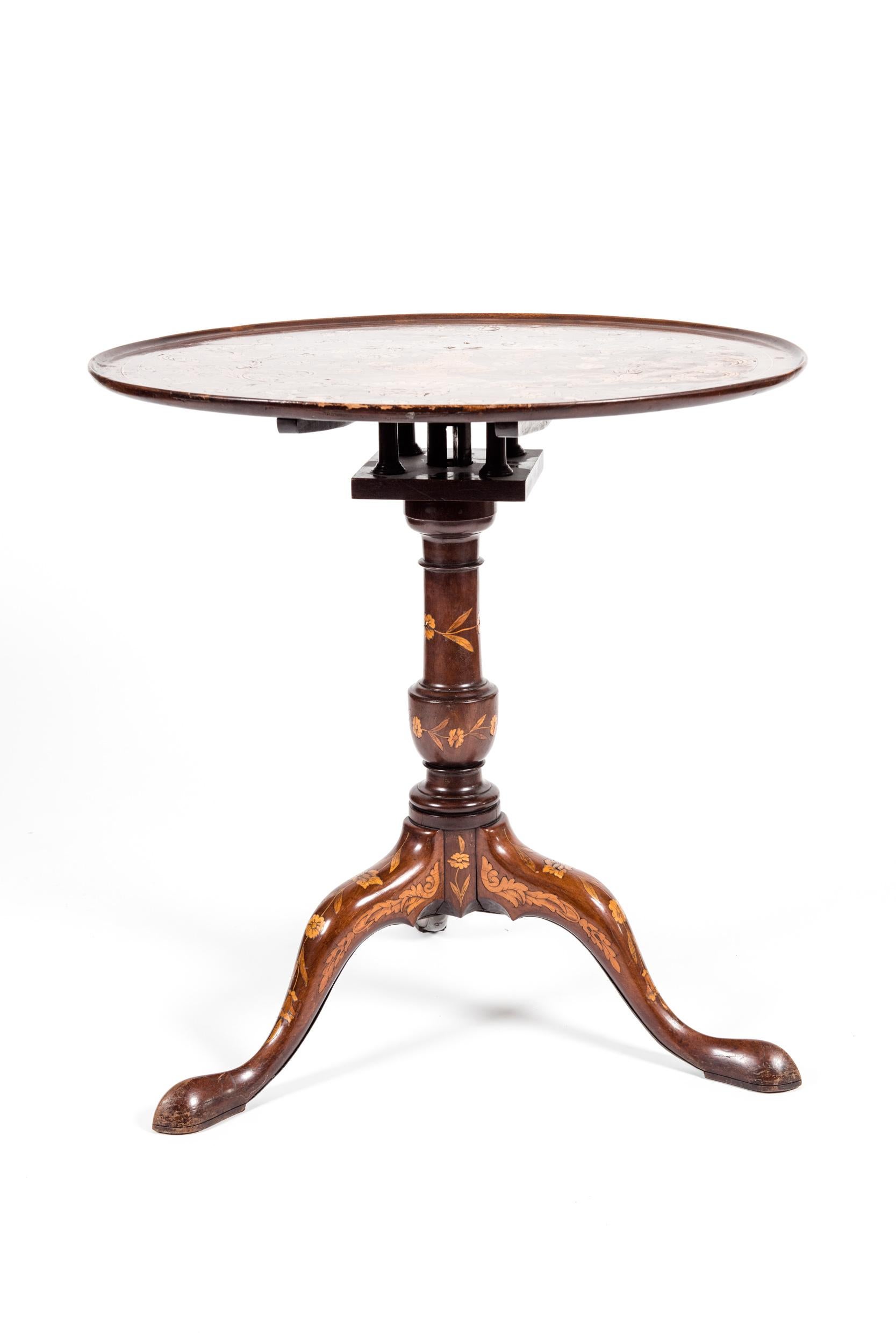 Fine 19th Century Dutch Marquetry Tilt-Top Table  2
