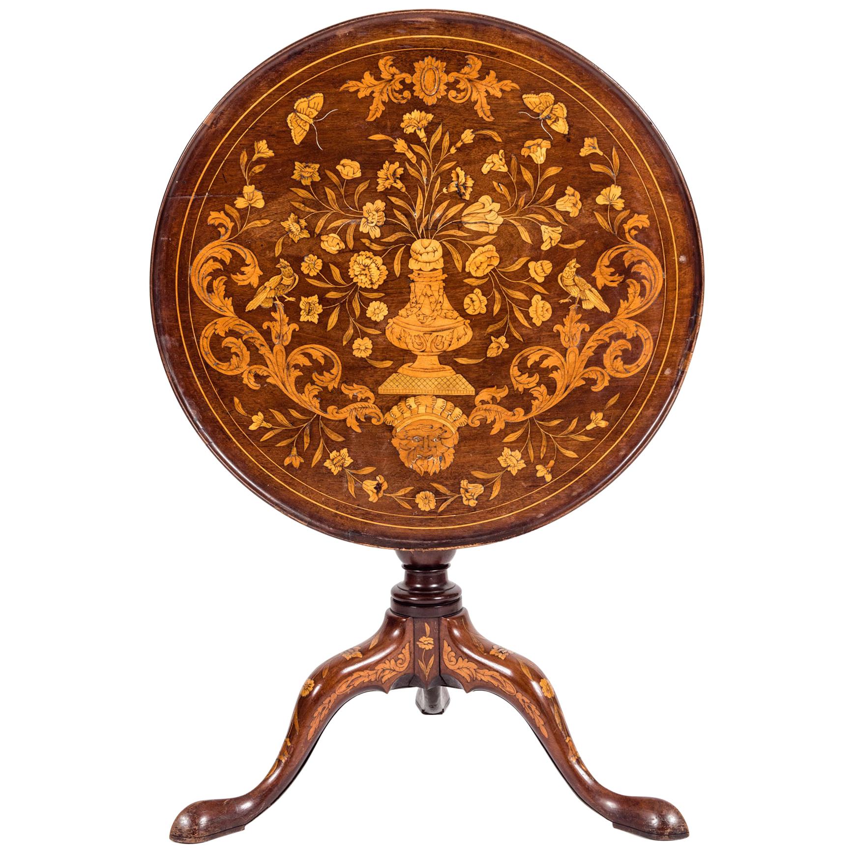 Fine 19th Century Dutch Marquetry Tilt-Top Table 