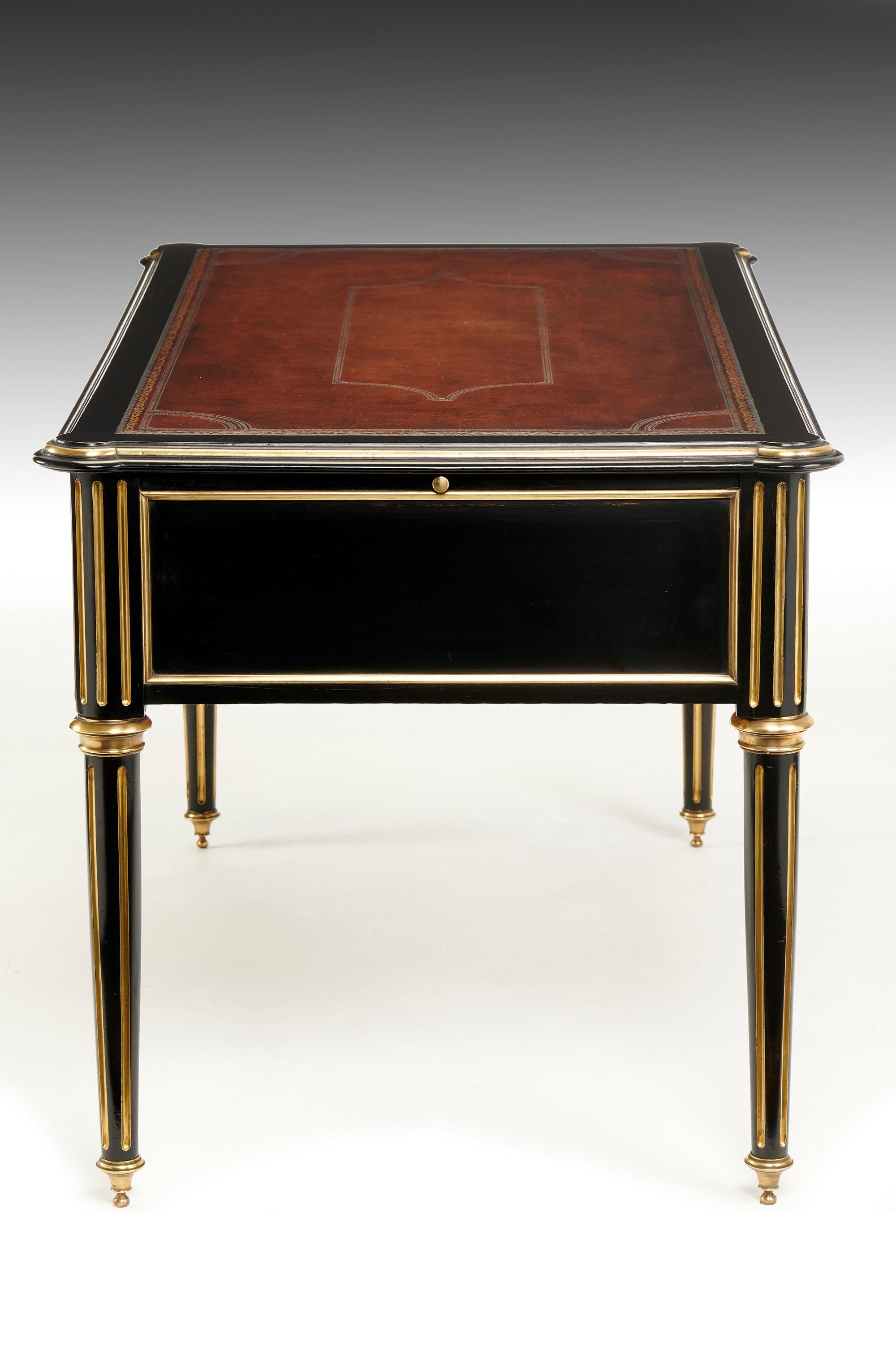 Fine 19th Century Ebonized and Brass-Mounted French Writing Desk 7