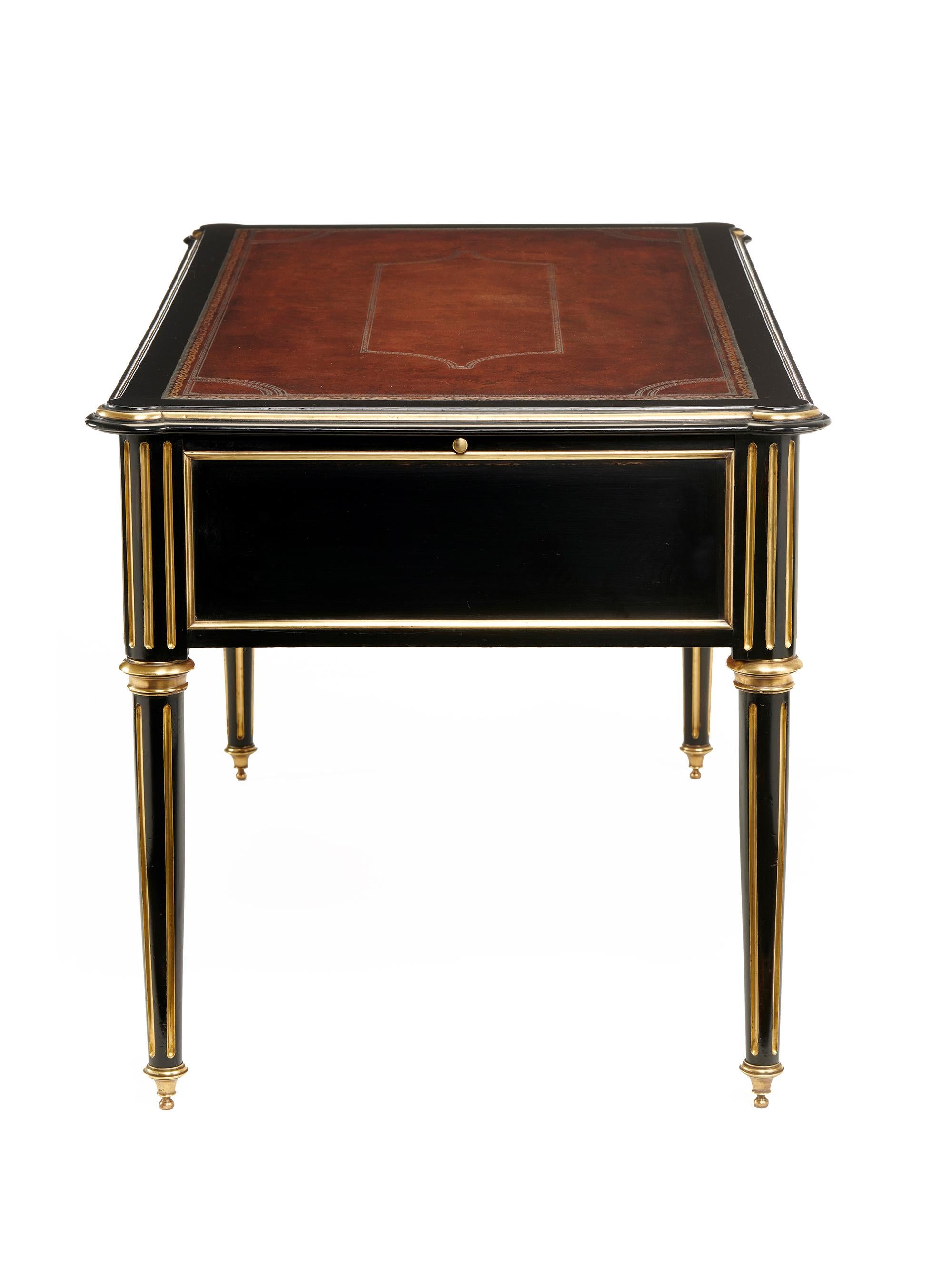 Fine 19th Century Ebonized and Brass-Mounted French Writing Desk 8