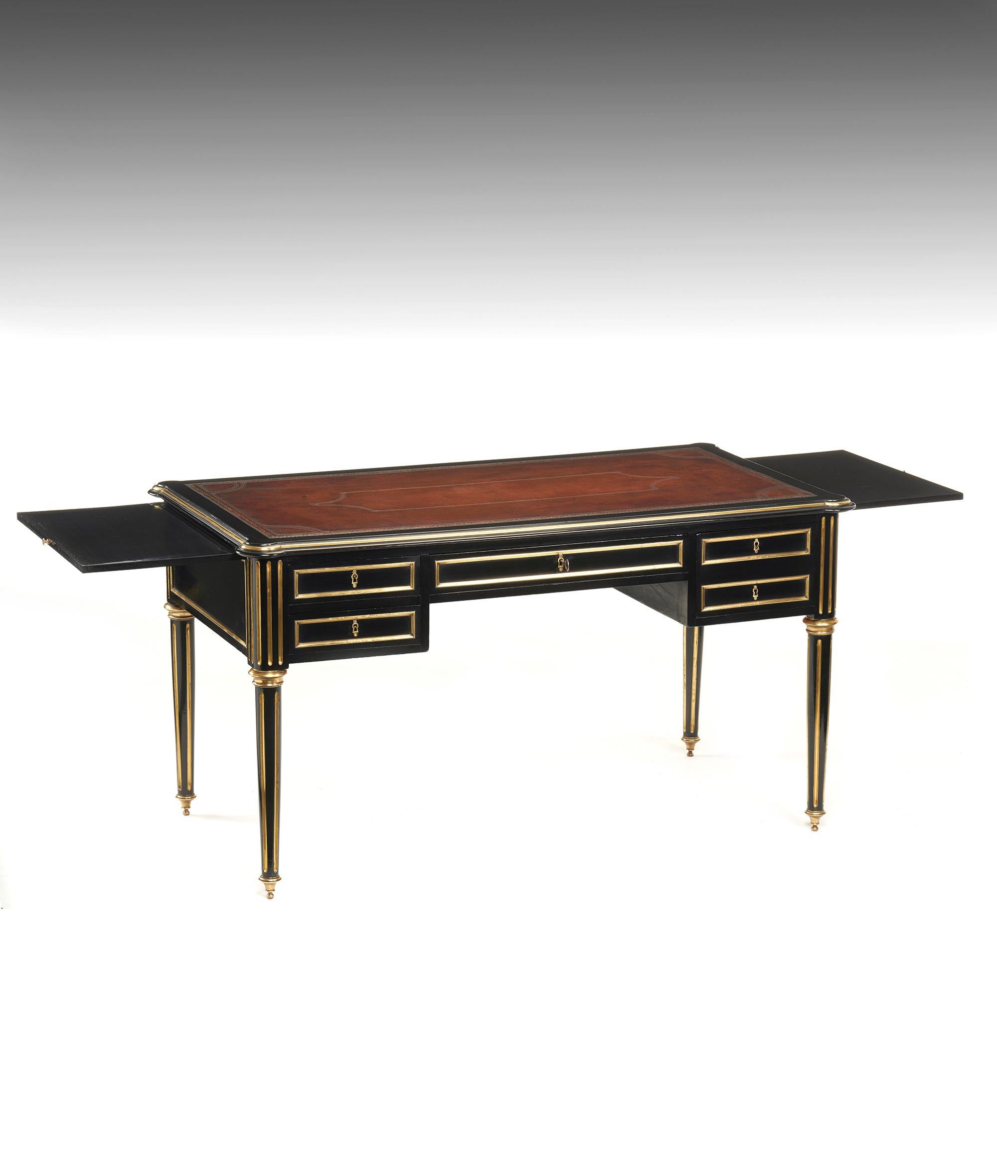 Fine 19th Century Ebonized and Brass-Mounted French Writing Desk 2