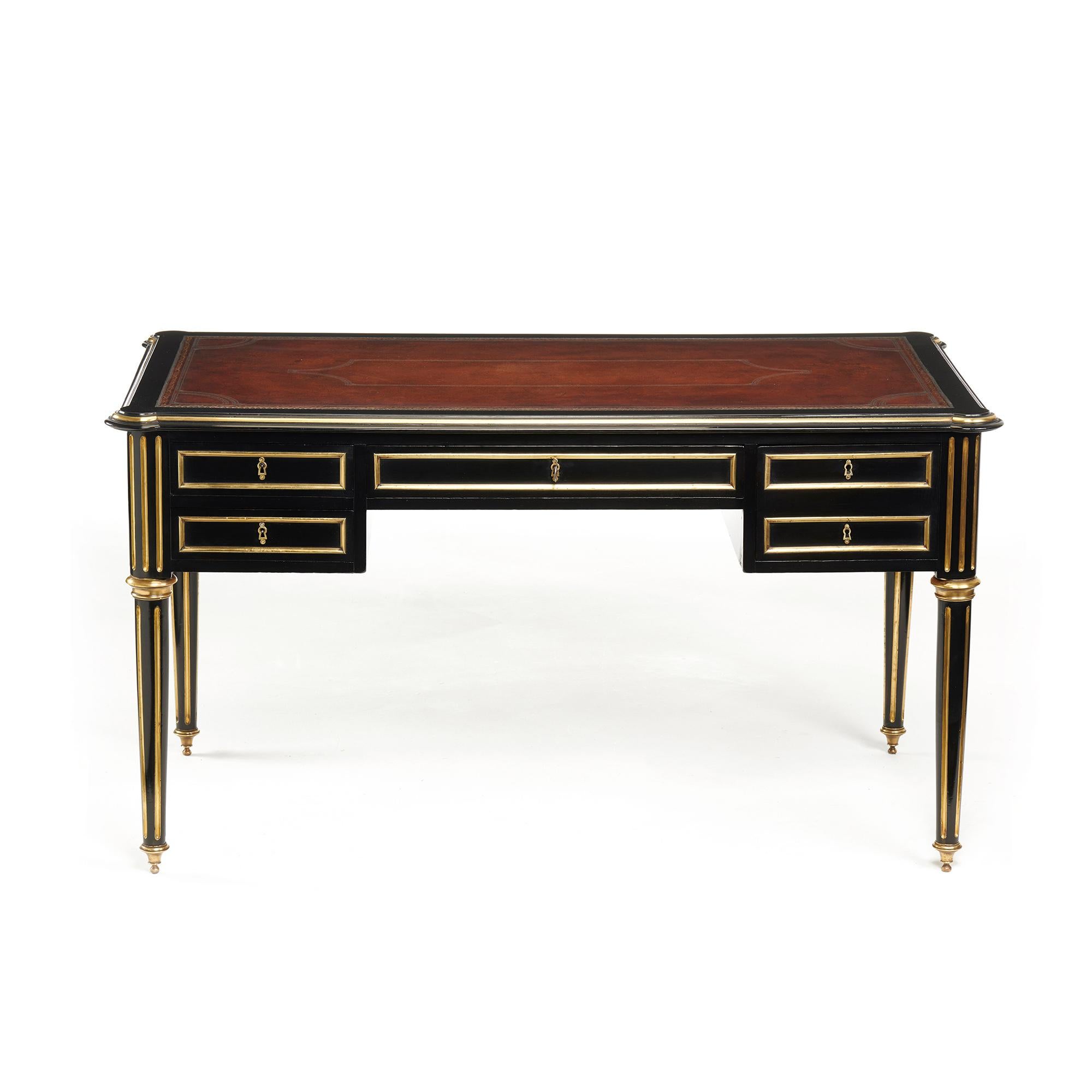 Fine 19th Century Ebonized and Brass-Mounted French Writing Desk 3