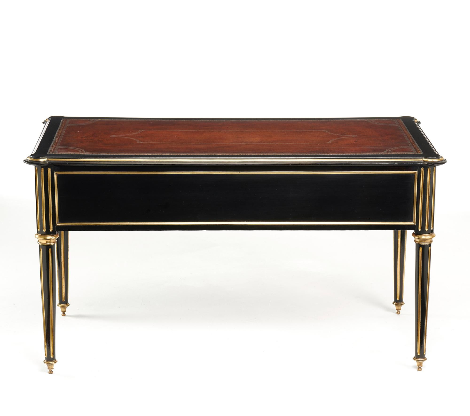Fine 19th Century Ebonized and Brass-Mounted French Writing Desk 5