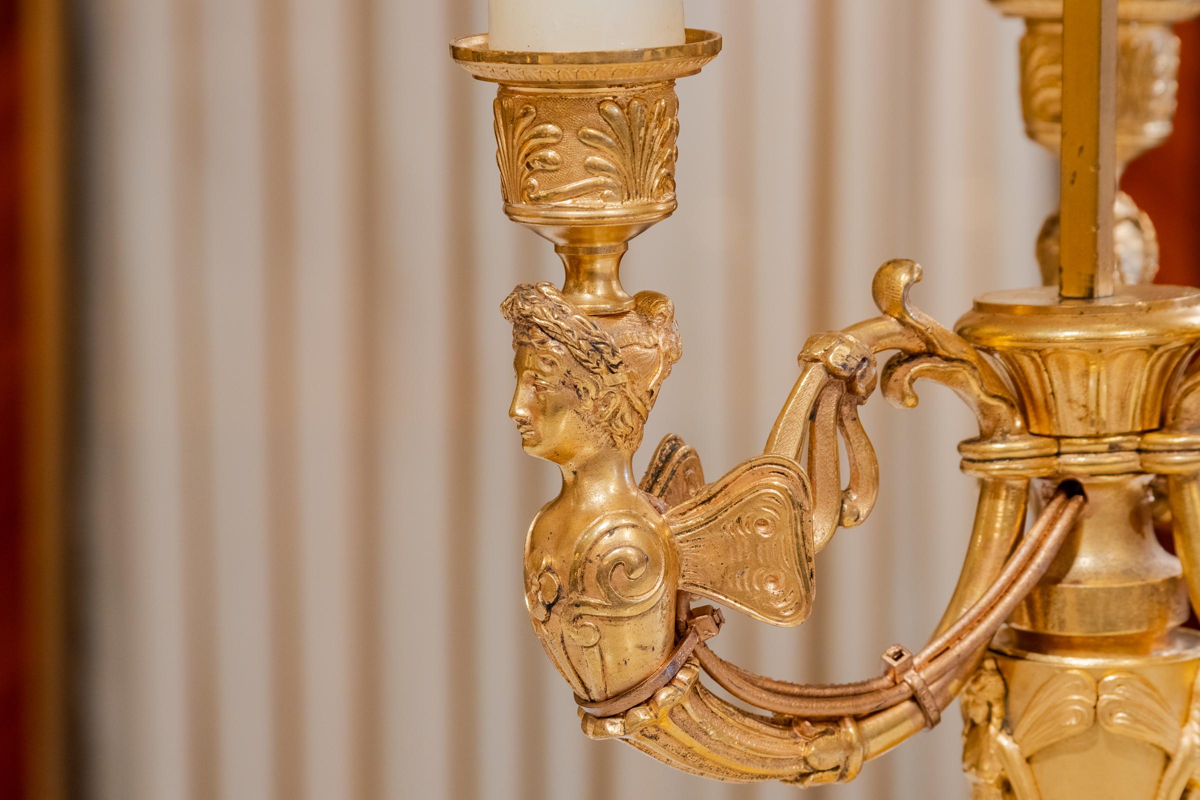 Fina Lámpara Bouillotte de Bronce Dorado Imperio del Siglo XIX Renacimiento del imperio en venta