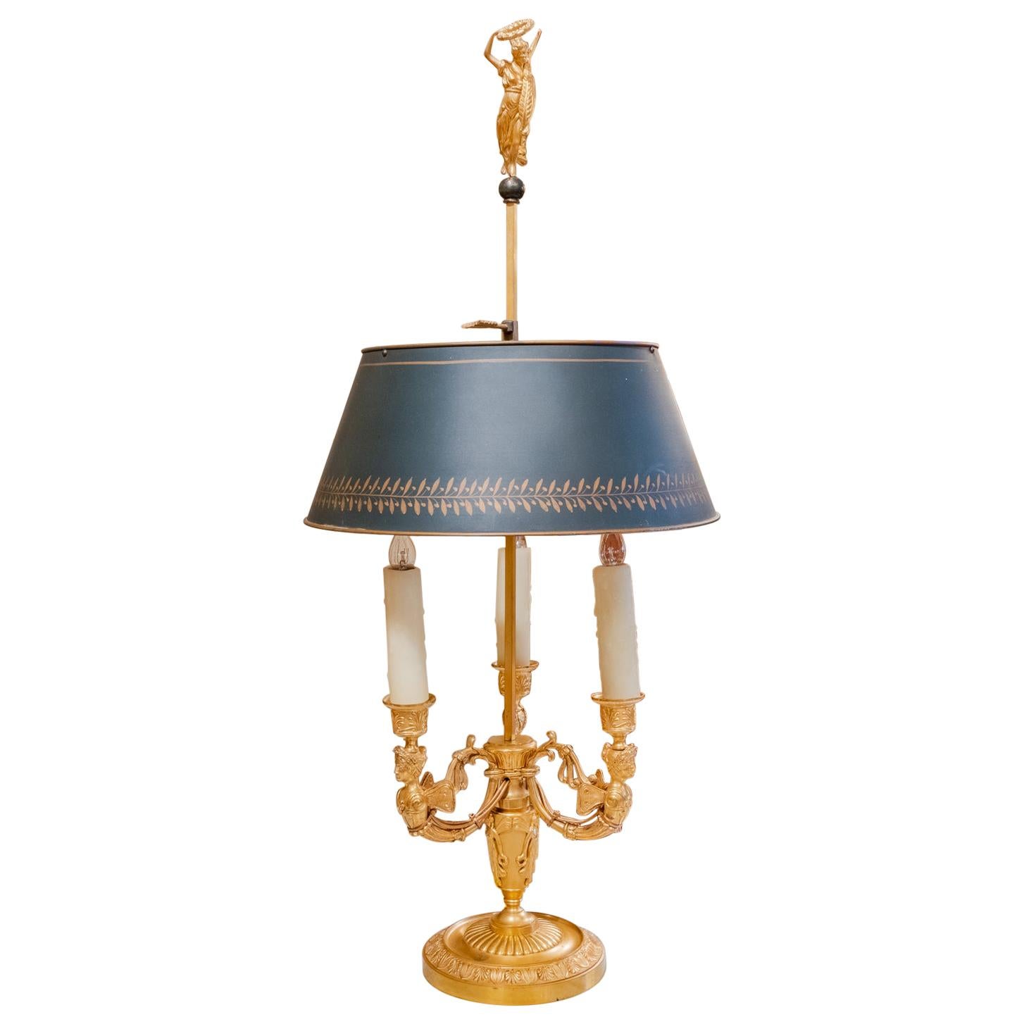 Fine 19th Century Empire Gilt Bronze Bouillotte Lamp