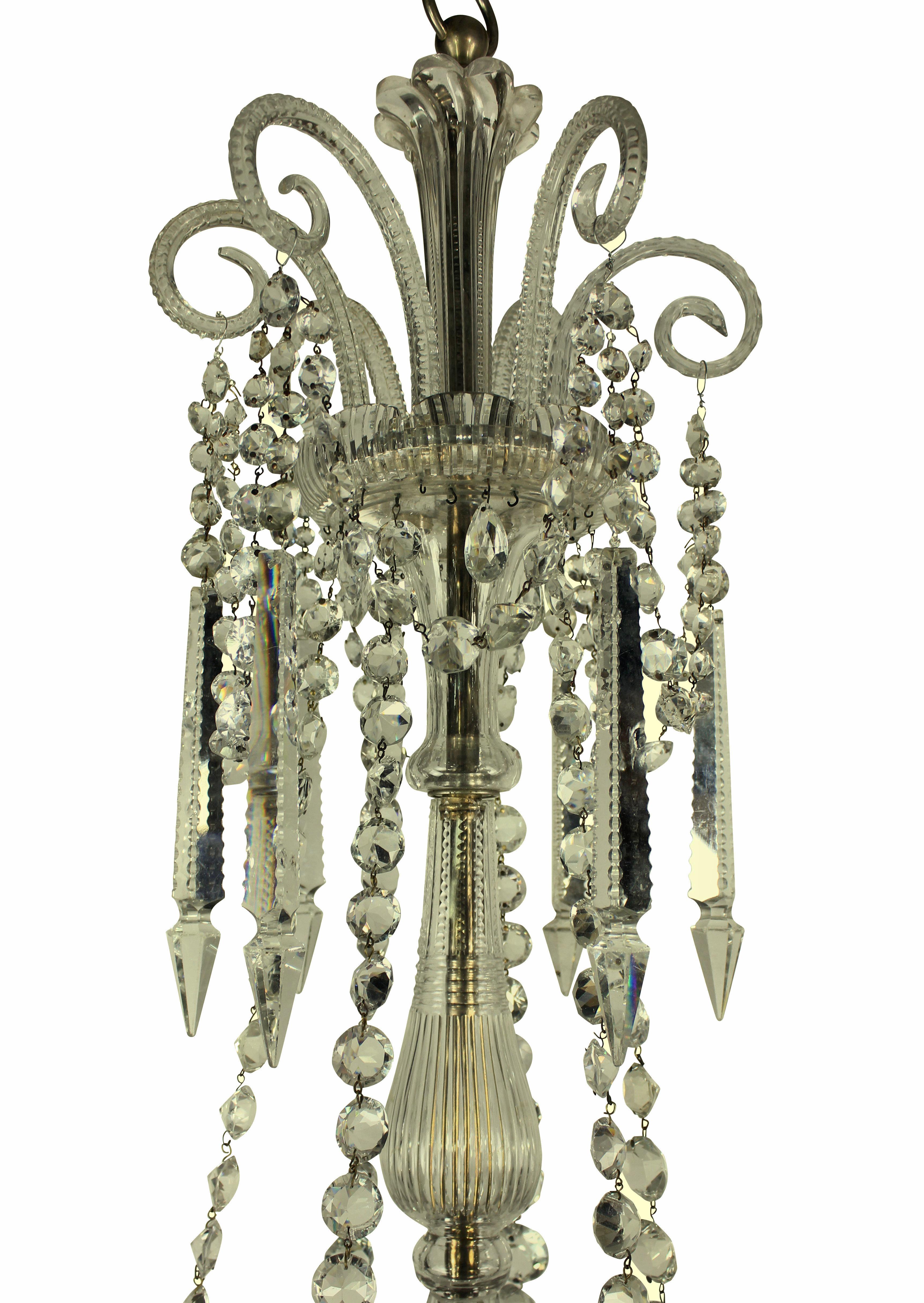 Cut Glass Fine 19th Century English Cut-Glass Chandelier by Perry & Co.