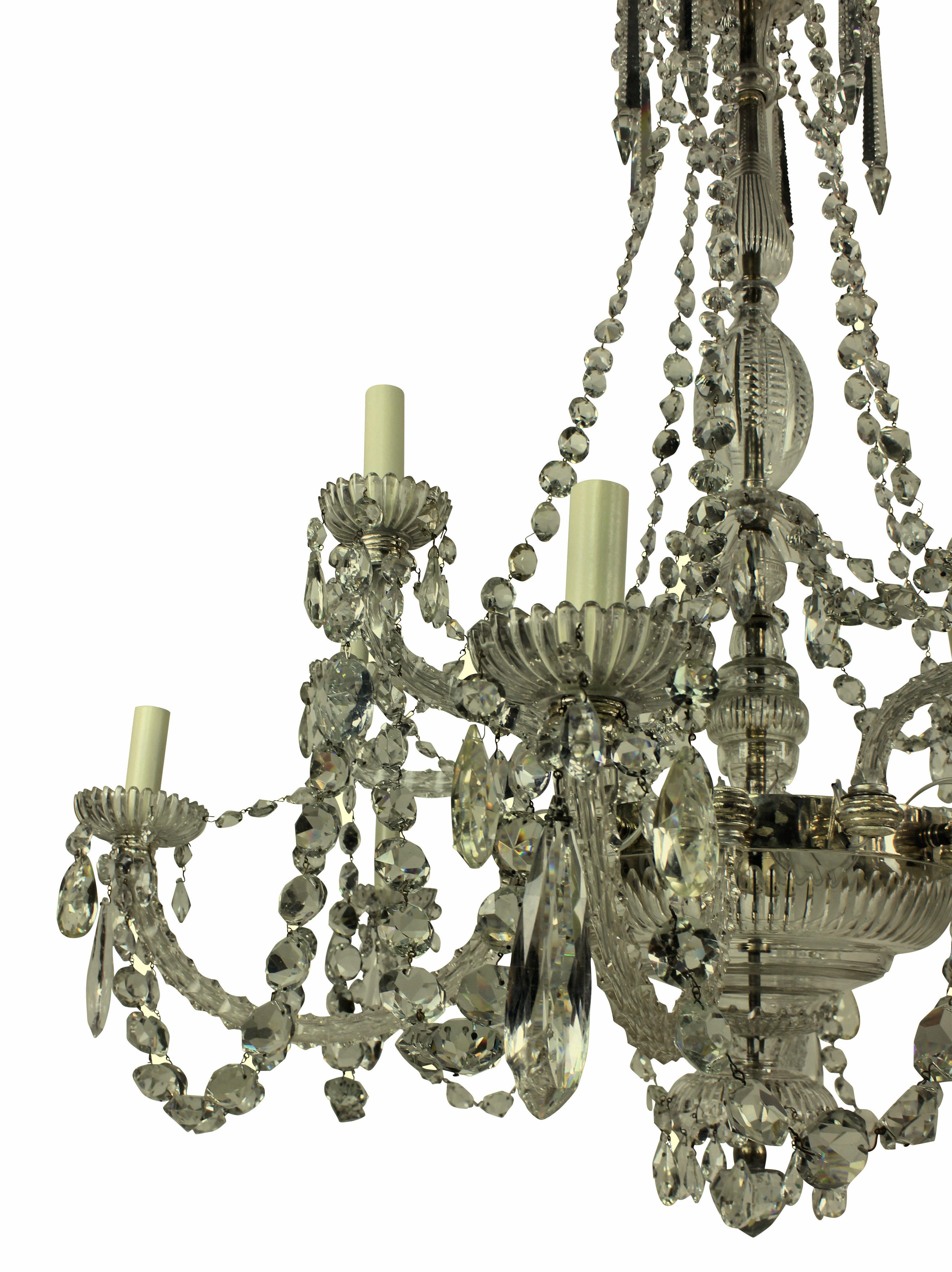 Fine 19th Century English Cut-Glass Chandelier by Perry & Co 1
